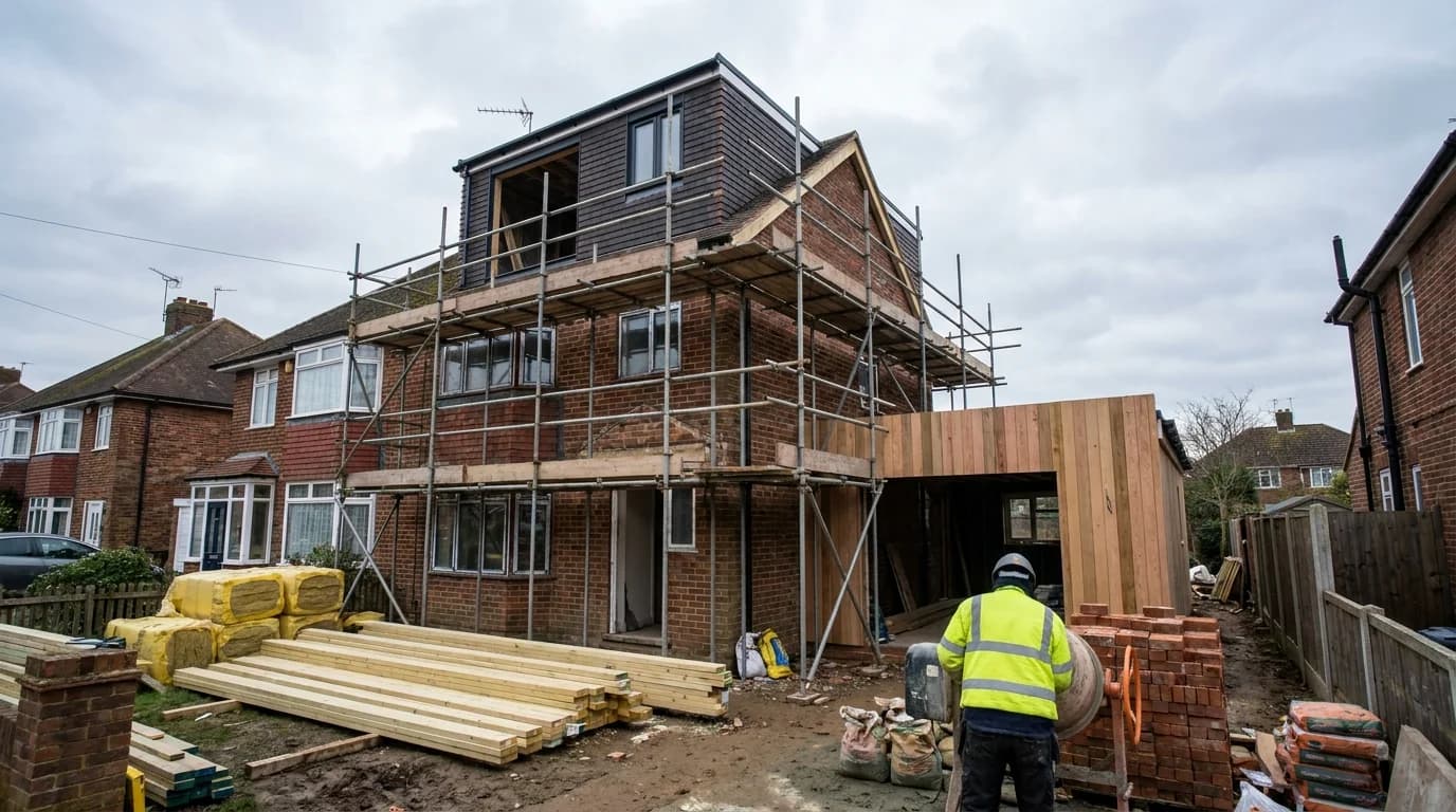 A semi-detached house with a modern rear extension and a dormer loft conversion