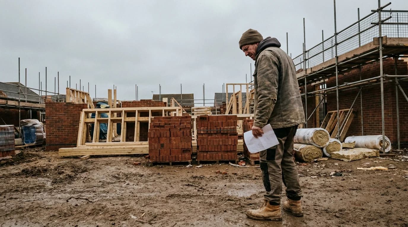 Homeowner looking concerned while reading a vague builder quote