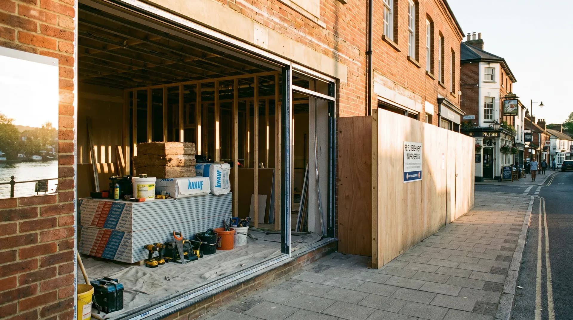 Office refurbishment in Henley-on-Thames showing new drylined partitions and suspended ceiling