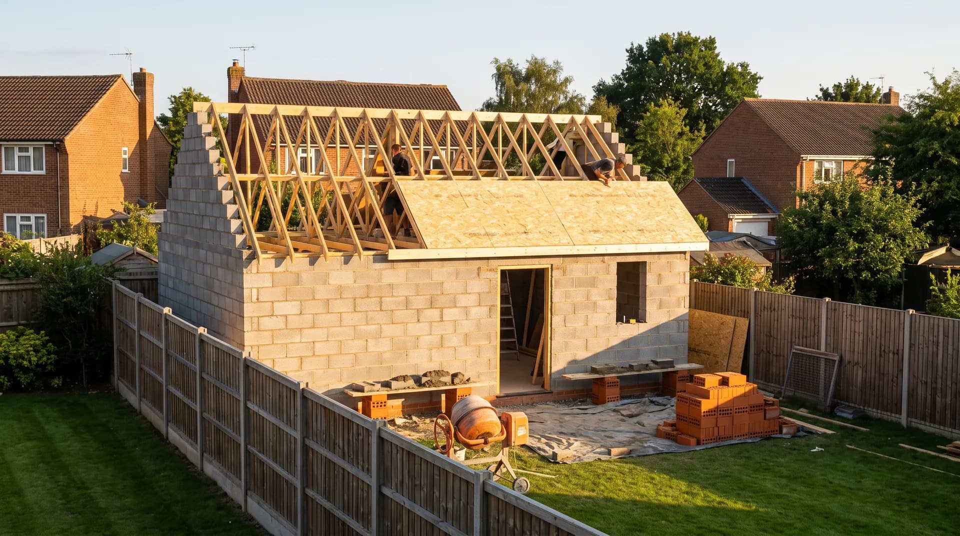 Garden gym outbuilding in Aylesbury showing insulated walls, rubber floor and mirrored wall