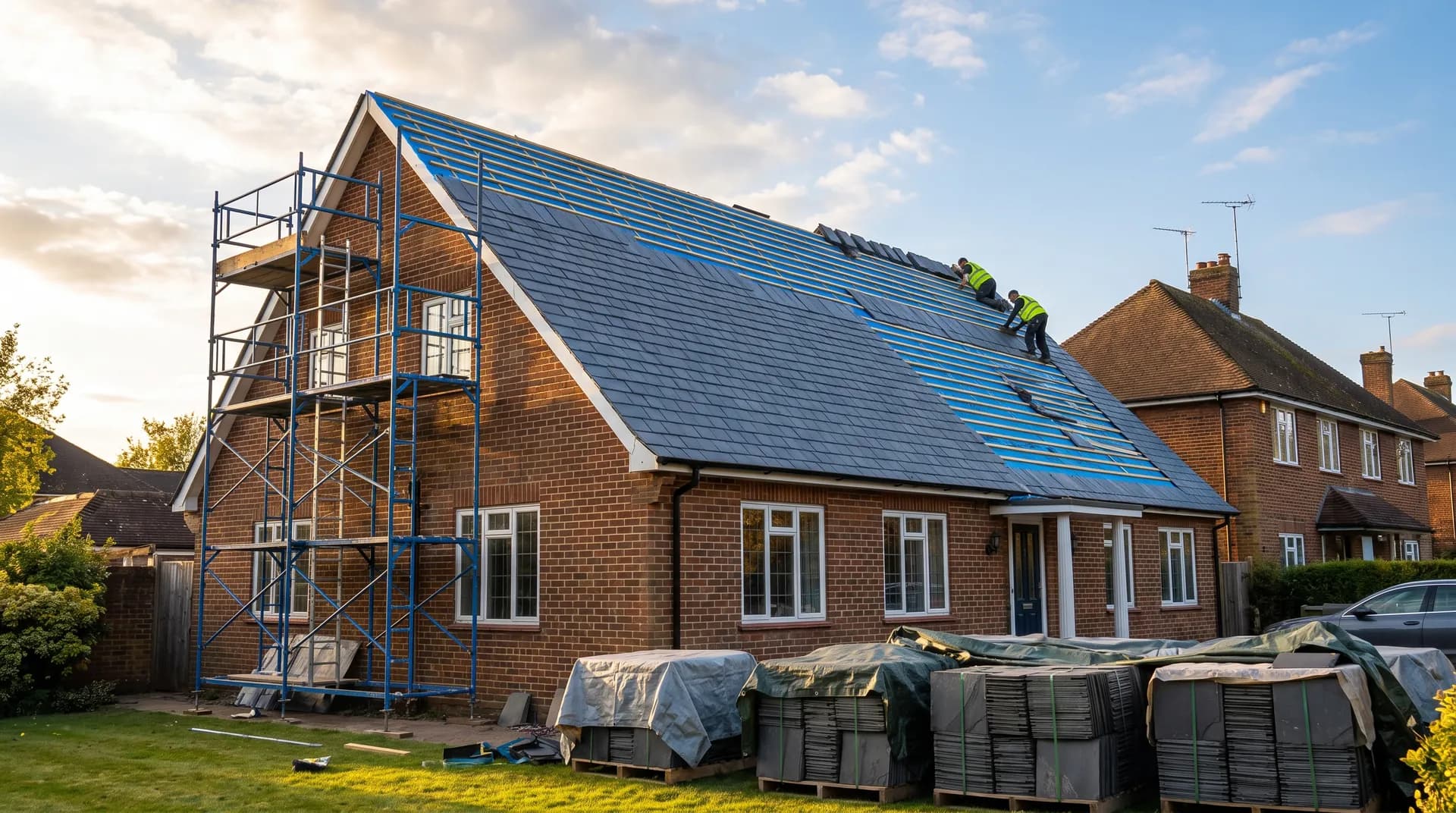New natural slate roof on a Beaconsfield detached house