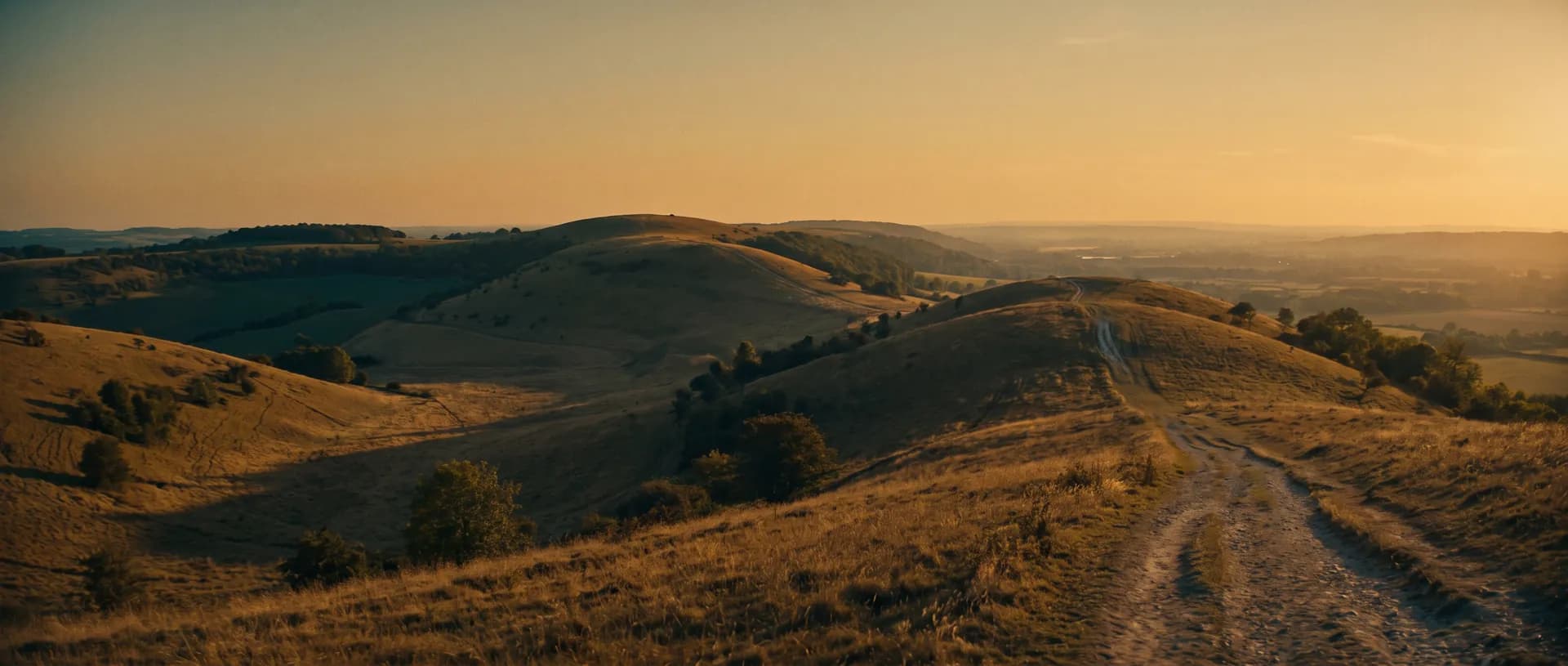 Berkshire downland at golden hour, near Bracknell, Berkshire