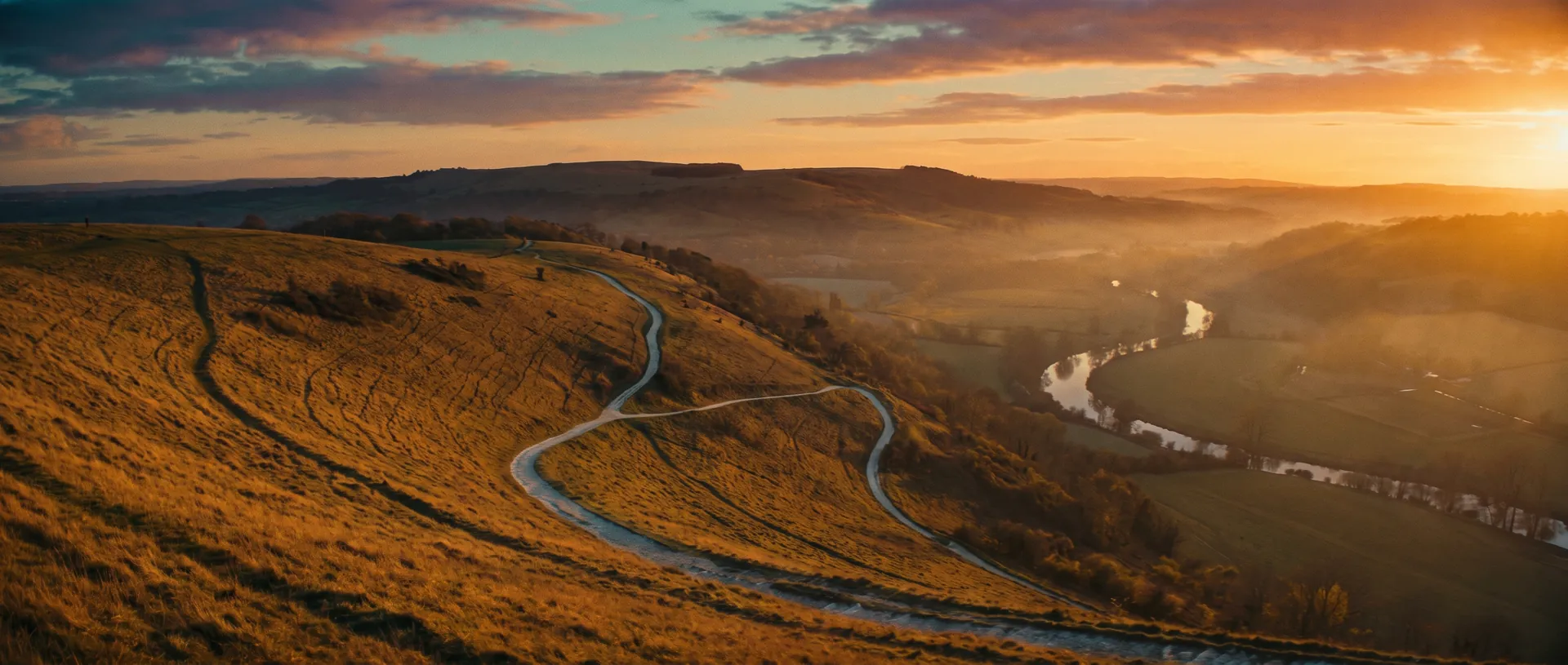 Box Hill Surrey Hills at golden hour, near Windlesham, Surrey