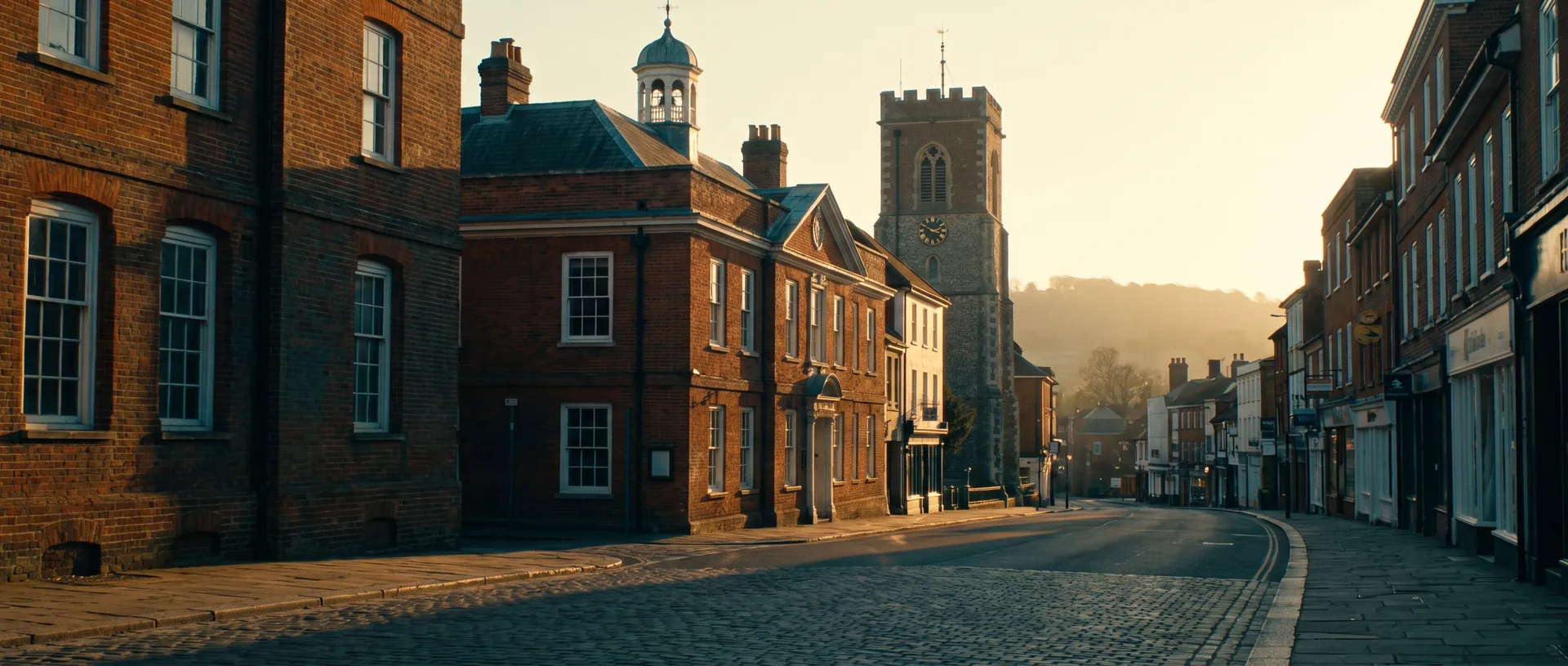 High Wycombe town centre at golden hour, near High Wycombe, Buckinghamshire