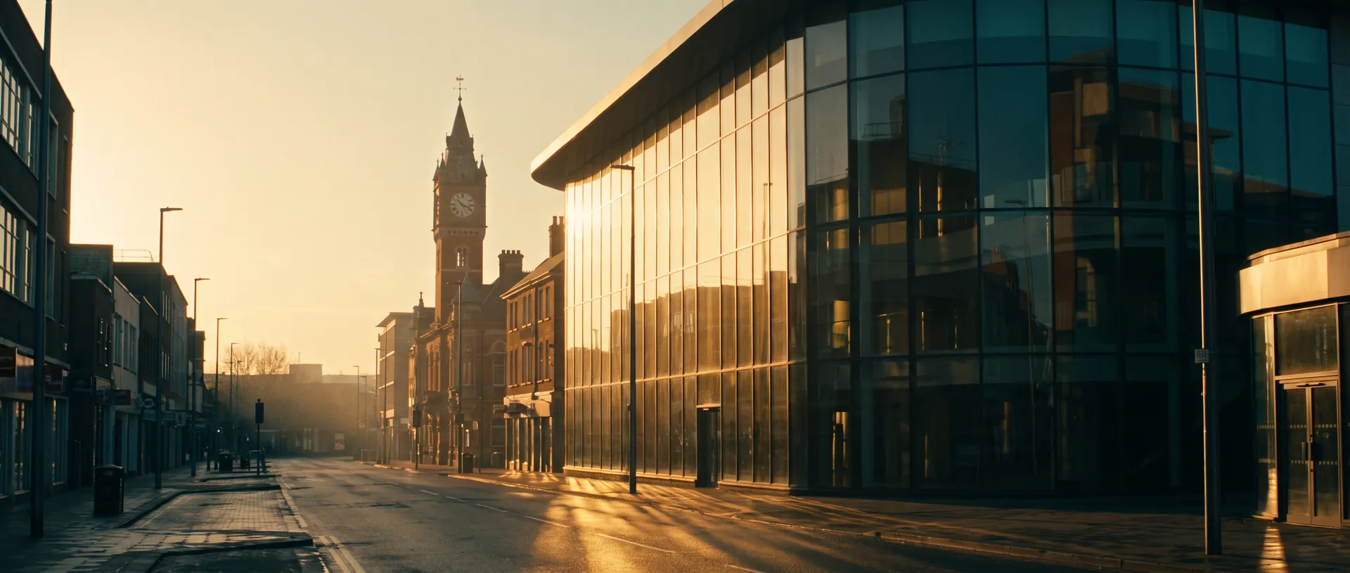 Slough town centre at golden hour, near Slough, Berkshire