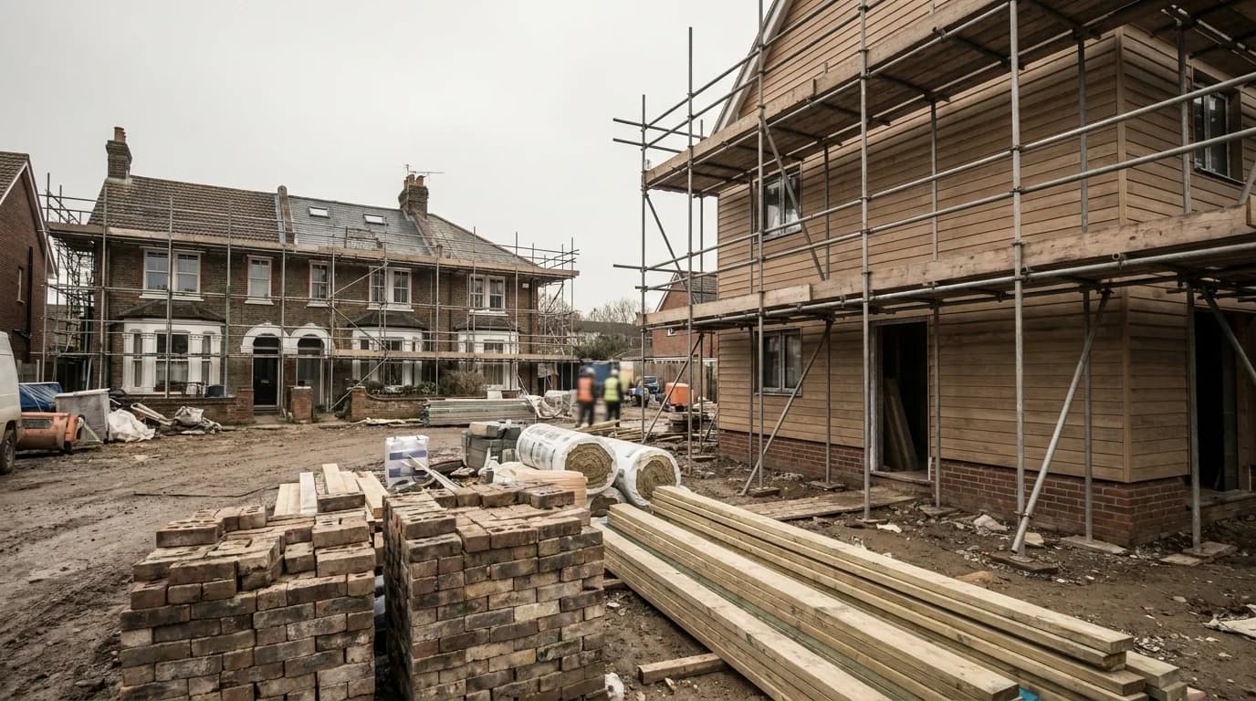 A new build house next to a renovated Victorian property