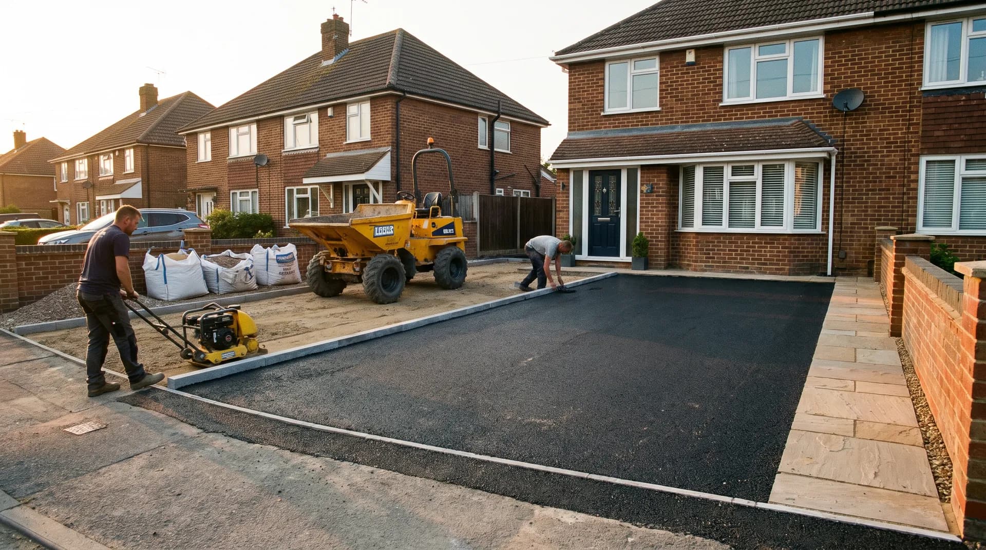 New tarmac driveway with block-paved edgings in Marlow