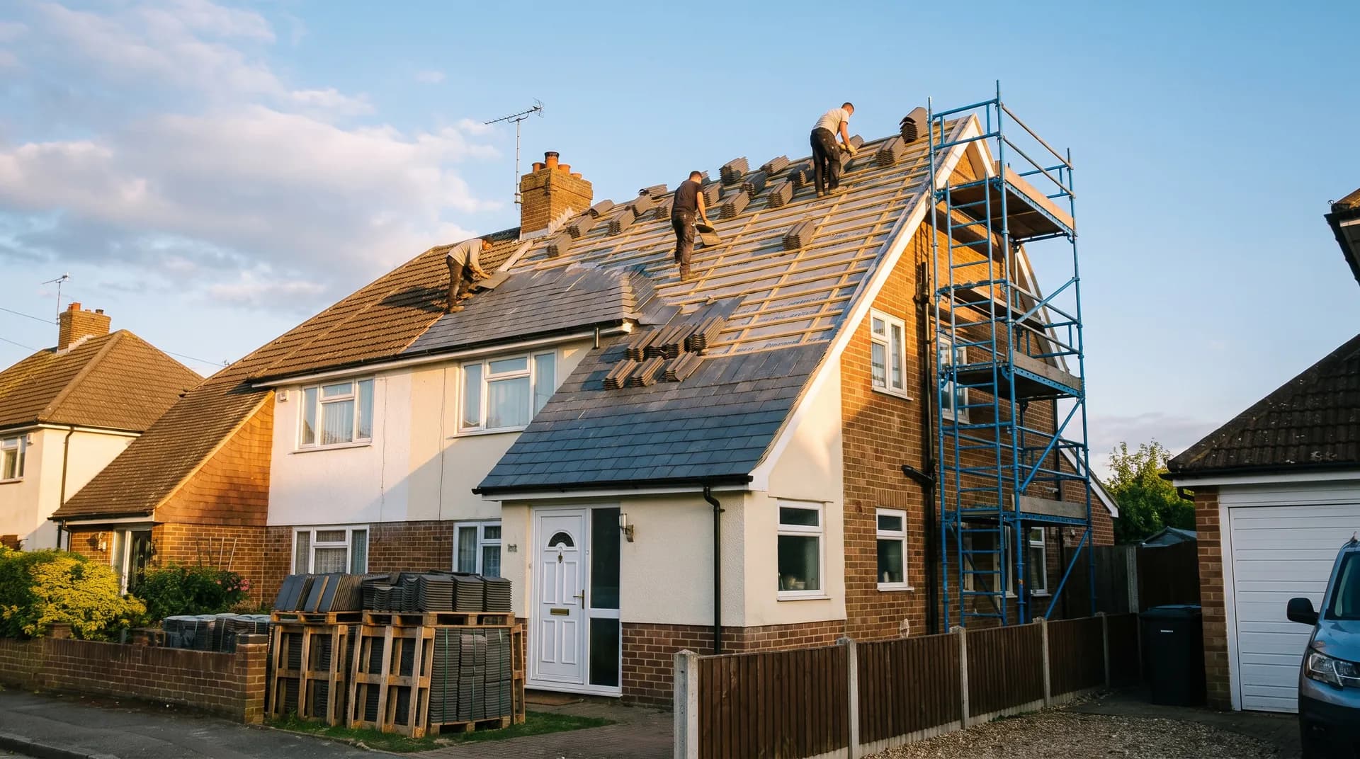 New concrete tile roof on a Staines-upon-Thames semi-detached house