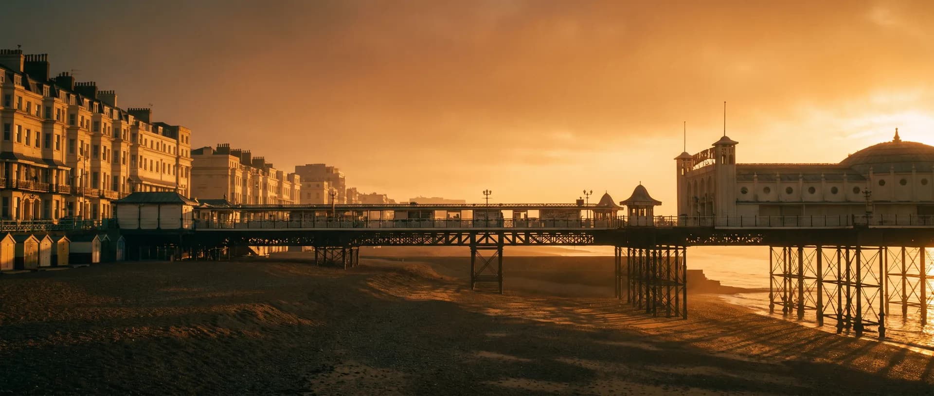Brighton seafront and pier at golden hour, near Etchingham, East Sussex