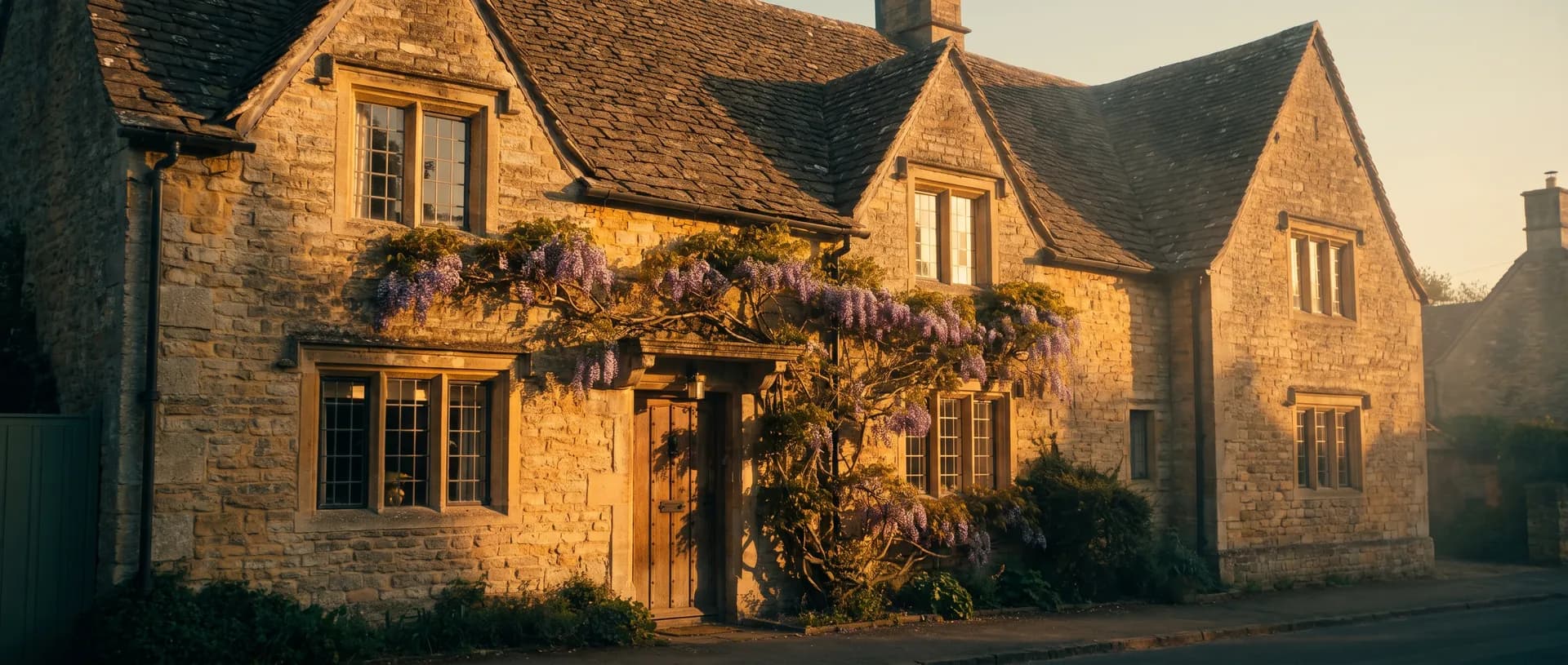 Cotswold stone cottage at golden hour, near Postcombe, Oxfordshire