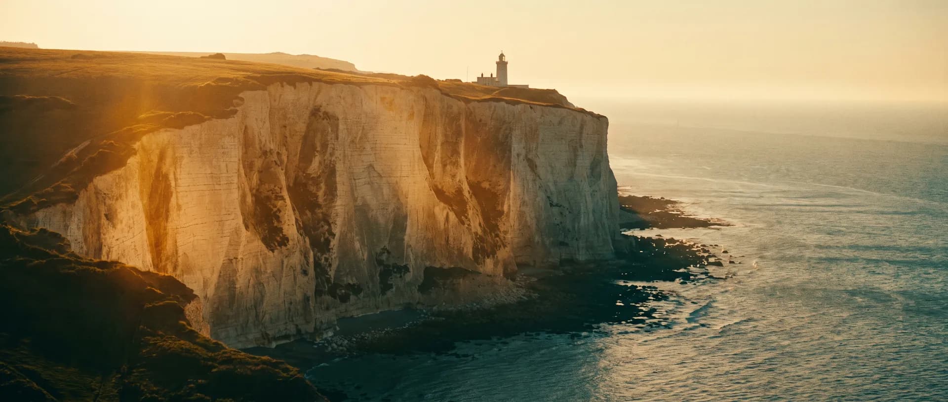 The White Cliffs of Dover at golden hour, near Dover, Kent