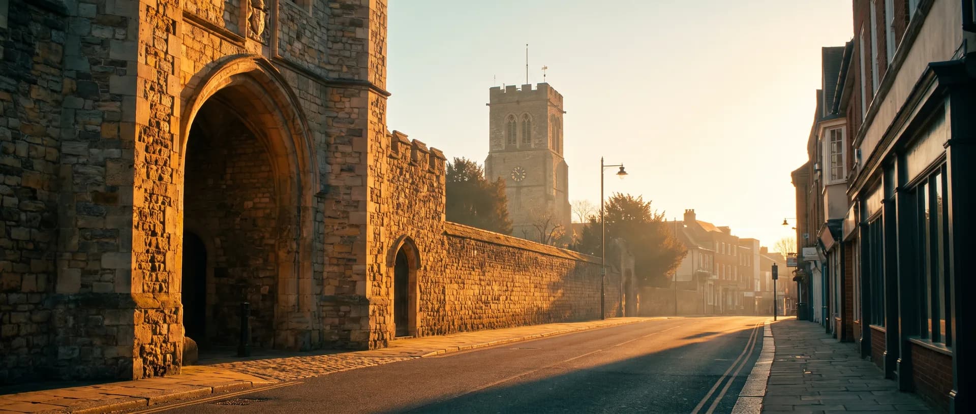 Maidstone High Street at golden hour, near Maidstone, Kent