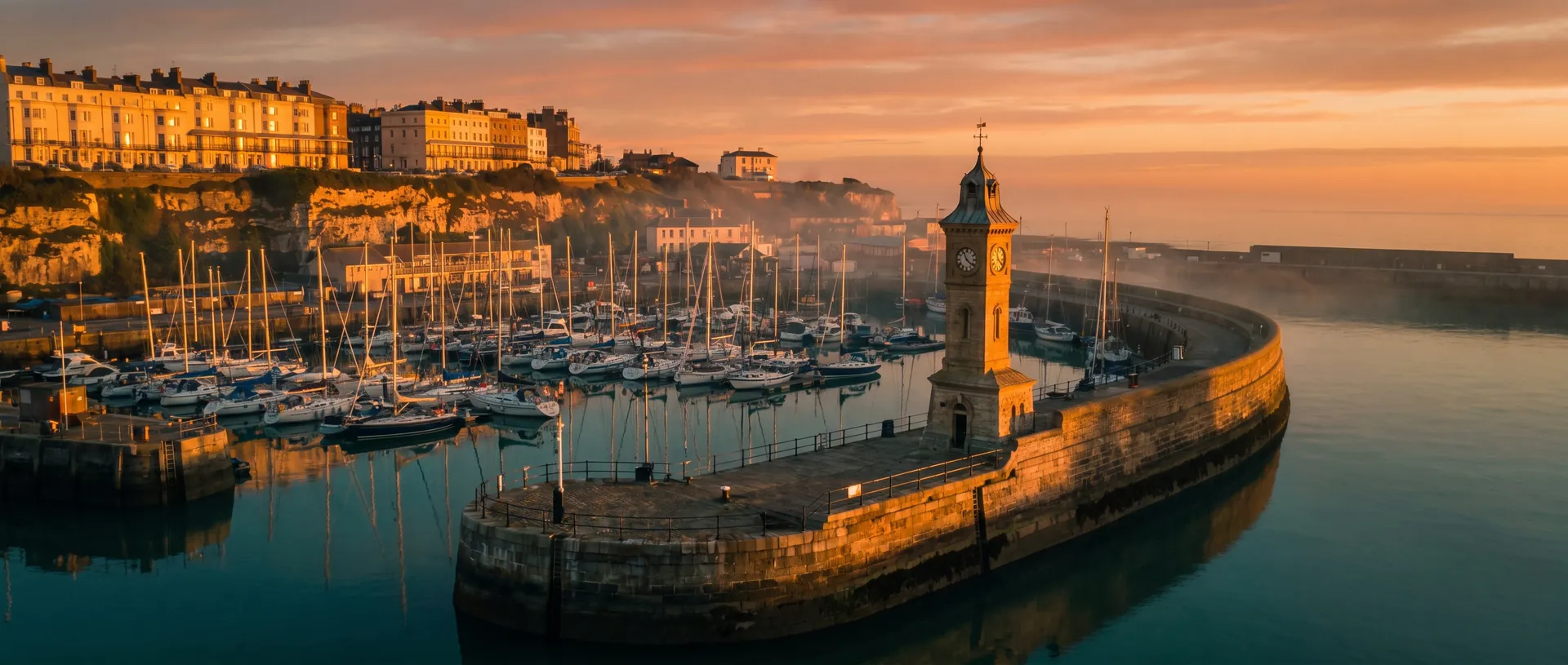 Ramsgate royal harbour at golden hour, near Ramsgate, Kent