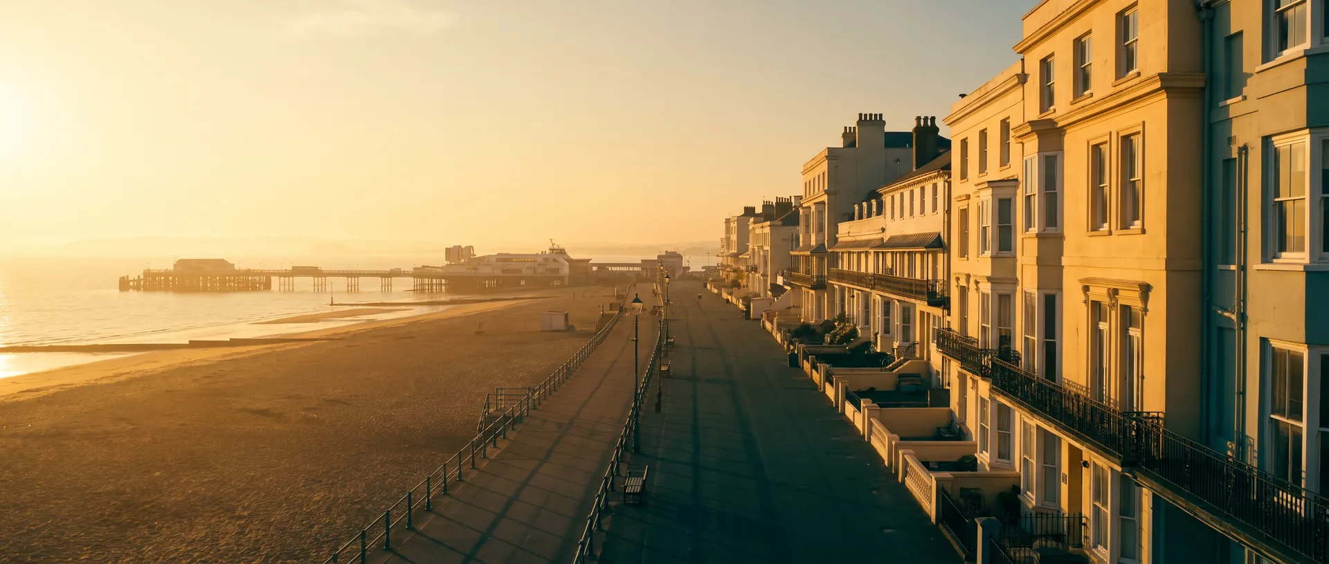 Ryde esplanade Isle of Wight at golden hour, near Ryde, Isle of Wight