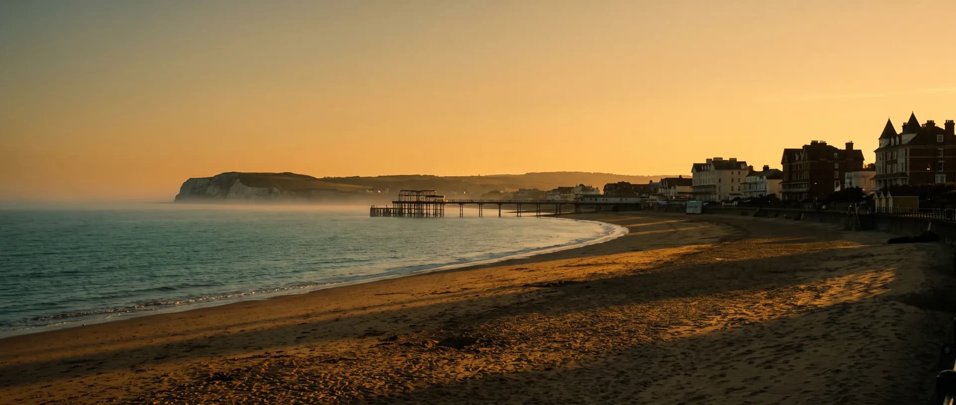 Sandown Bay Isle of Wight at golden hour, near Sandown, Isle of Wight