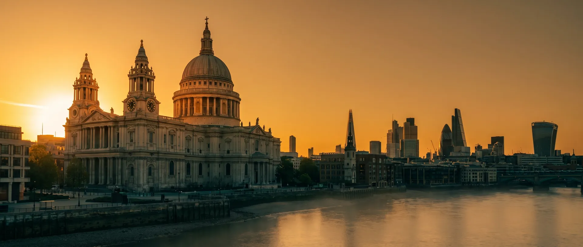 St Paul's Cathedral London at golden hour, near Ealing, Greater London