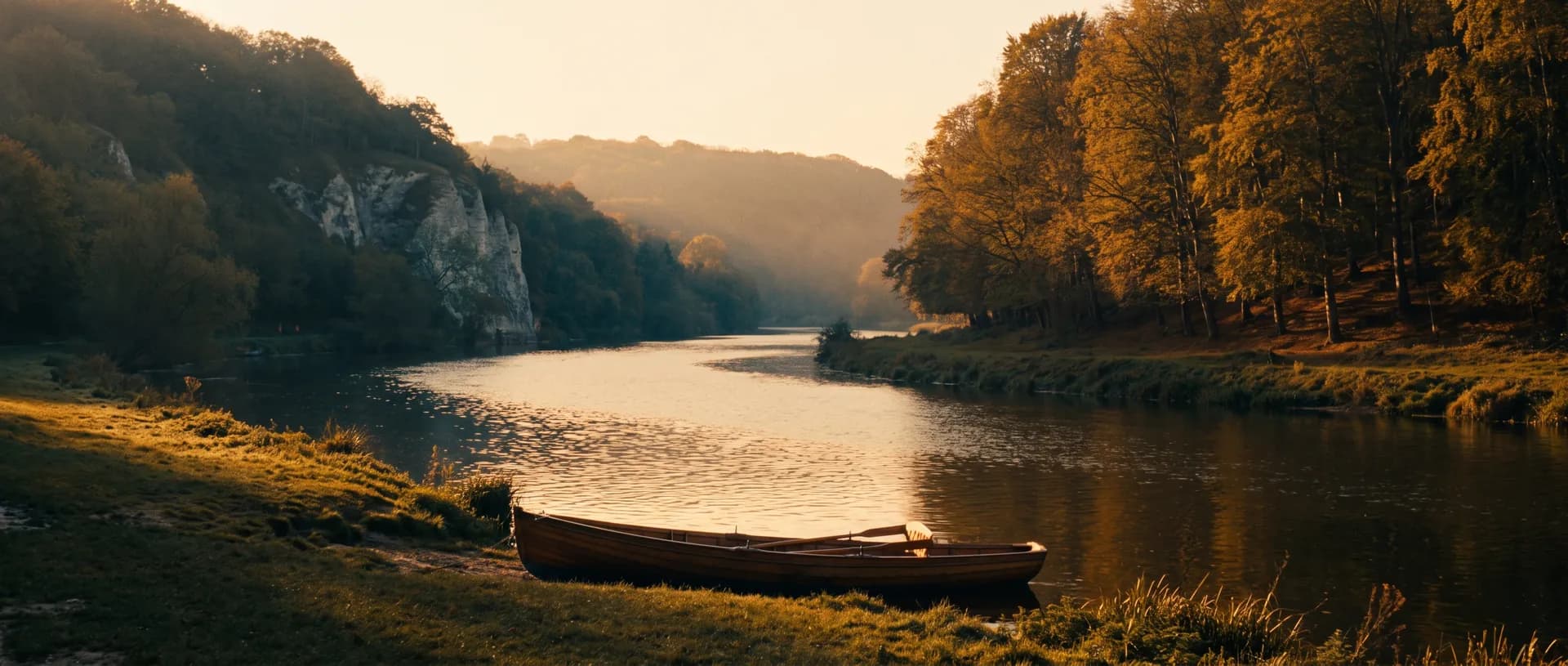 River Thames at Goring at golden hour, near Caversham, Berkshire